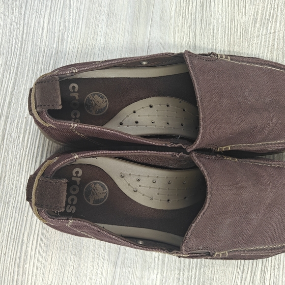 Crocs Walu Men's Brown Casual Slip On Shoes Loafers Size 11 Canvas - Picture 6 of 9